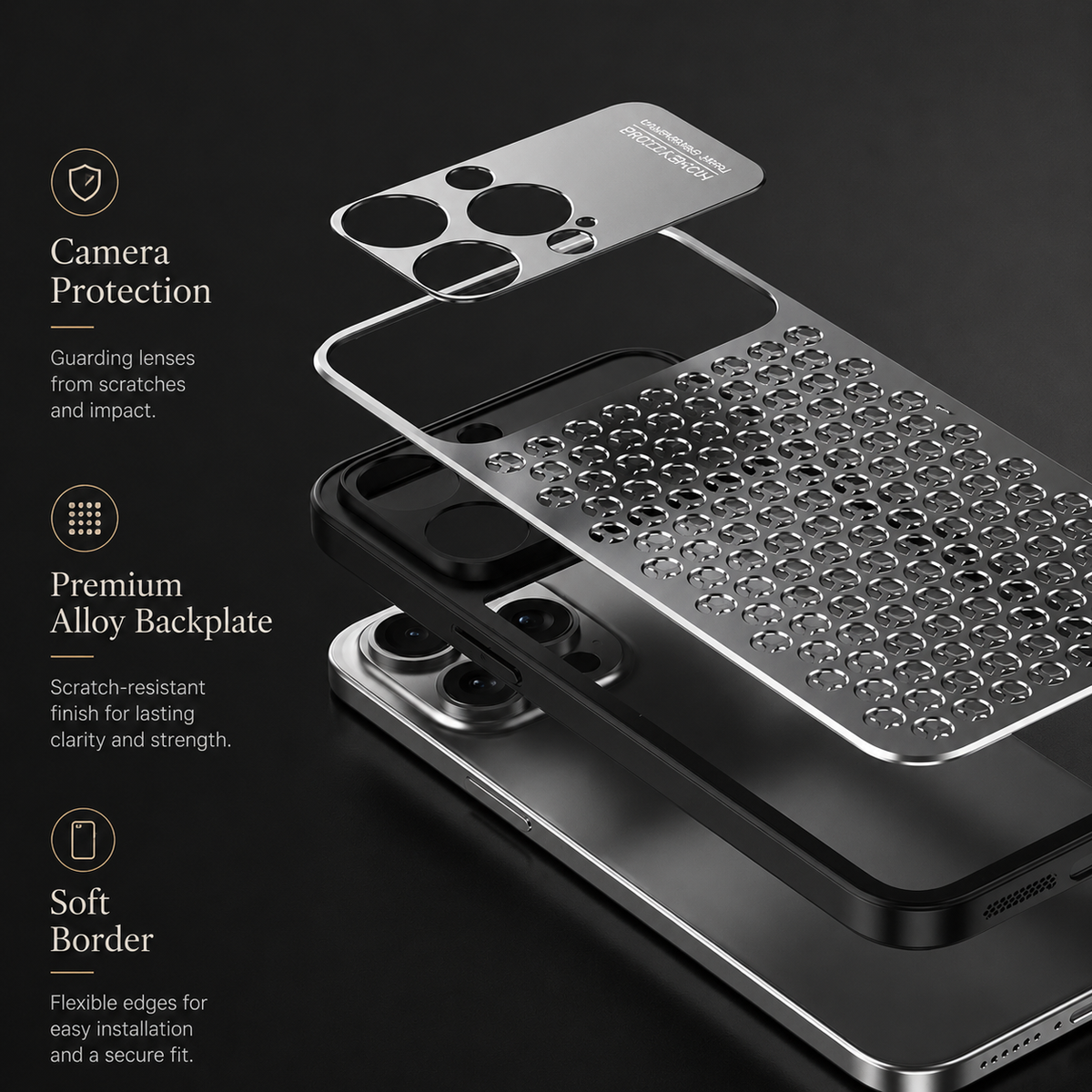 Premium iPhone Case Aluminum Alloy Protective Cover Breathable Metal Frame Shockproof Anti Fingerprint Scratch Resistant Slim Lightweight Design