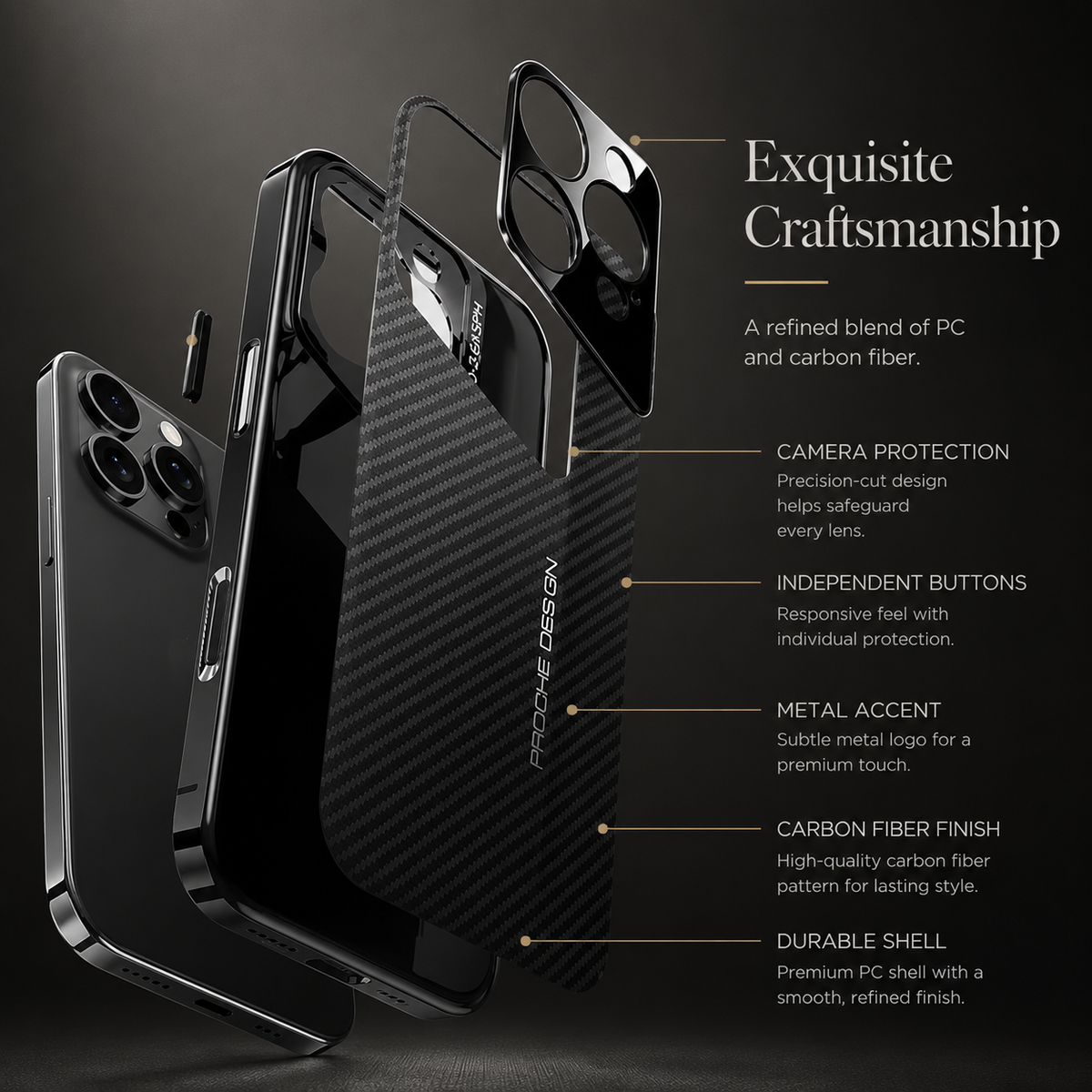 Premium iPhone Case Carbon Fiber Electroplated Protective Cover MagSafe Compatible Magnetic Shockproof Non Slip Anti Fingerprint Full Coverage Design