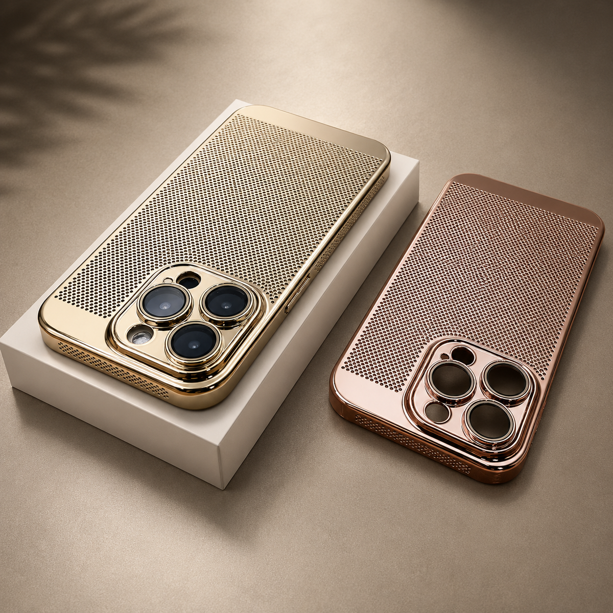Premium iPhone Case Cooling PC Shell Electroplated Hollow Cover Heat Dissipation Anti Fingerprint Non Slip Lightweight Half Wrapped Slim Protective Design