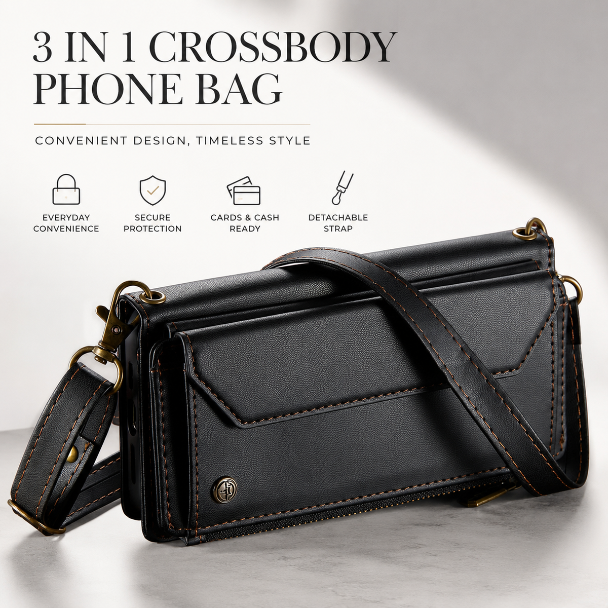Premium iPhone Case Crossbody Wallet Cover RFID Blocking PU Leather Card Holder Shoulder Lanyard Wrist Strap Shockproof Full Coverage Protective Design