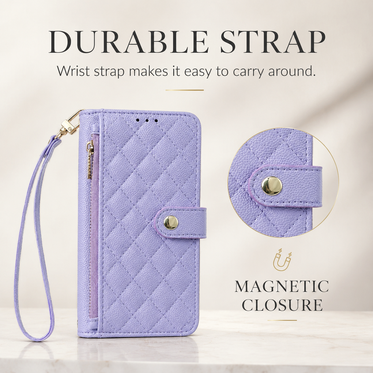 Premium iPhone Case Crossbody Wallet PU Leather Cover Card Holder Lanyard Strap Shockproof Anti Scratch Non Slip Full Coverage Slim Design