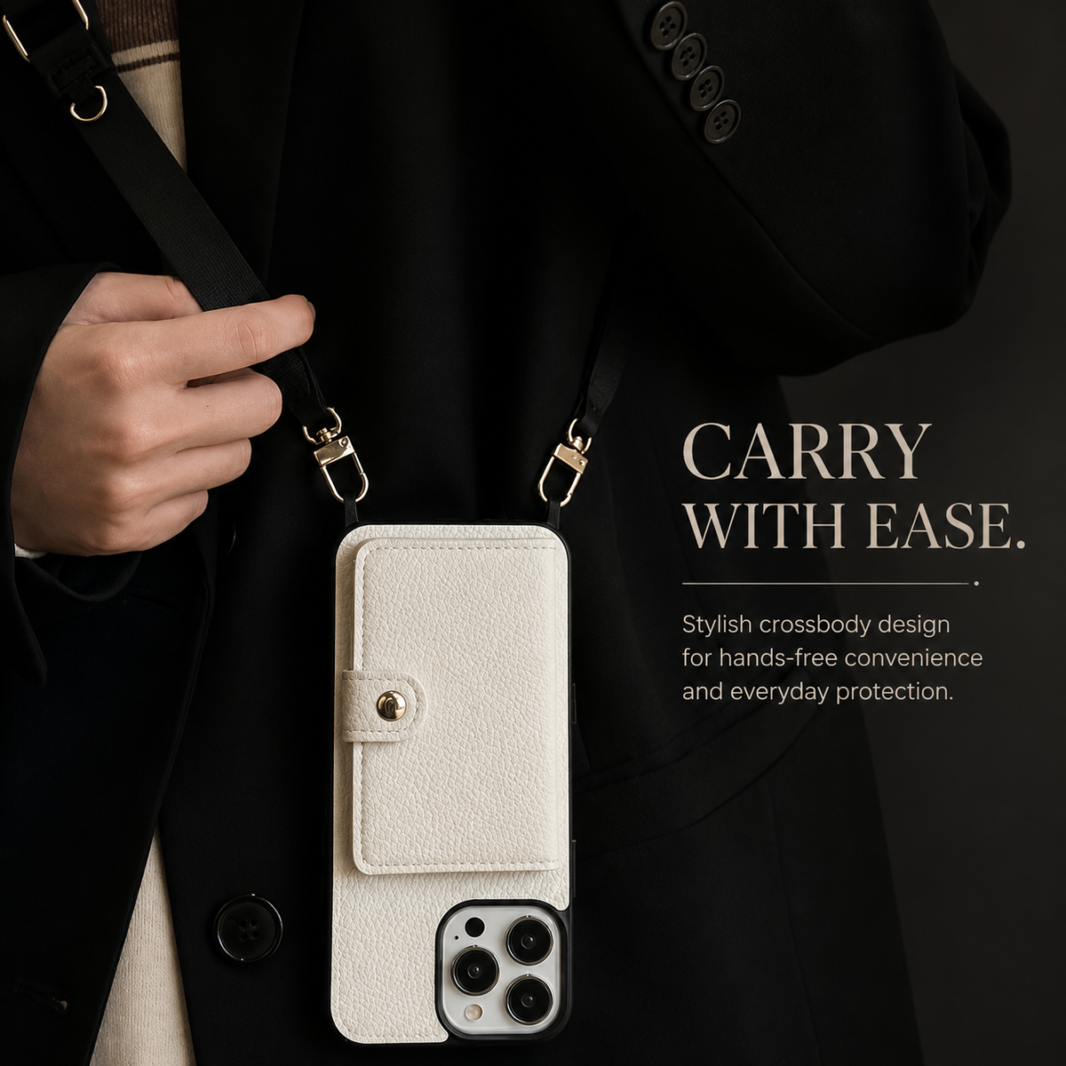 Premium iPhone Case Crossbody Wallet PU Leather RFID Card Holder Coin Pocket Shoulder Strap Magnetic Closure Shockproof Slim Protective Design
