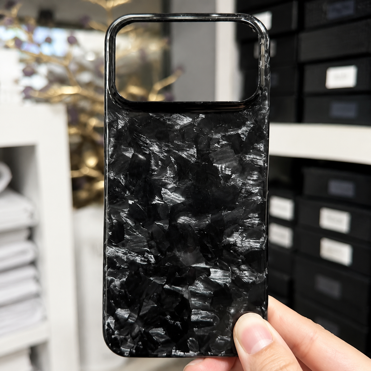 Premium iPhone Case Forged Carbon Fiber Cover Ultra Slim Lightweight Anti Fingerprint Non Slip Scratch Resistant Business Protective Design