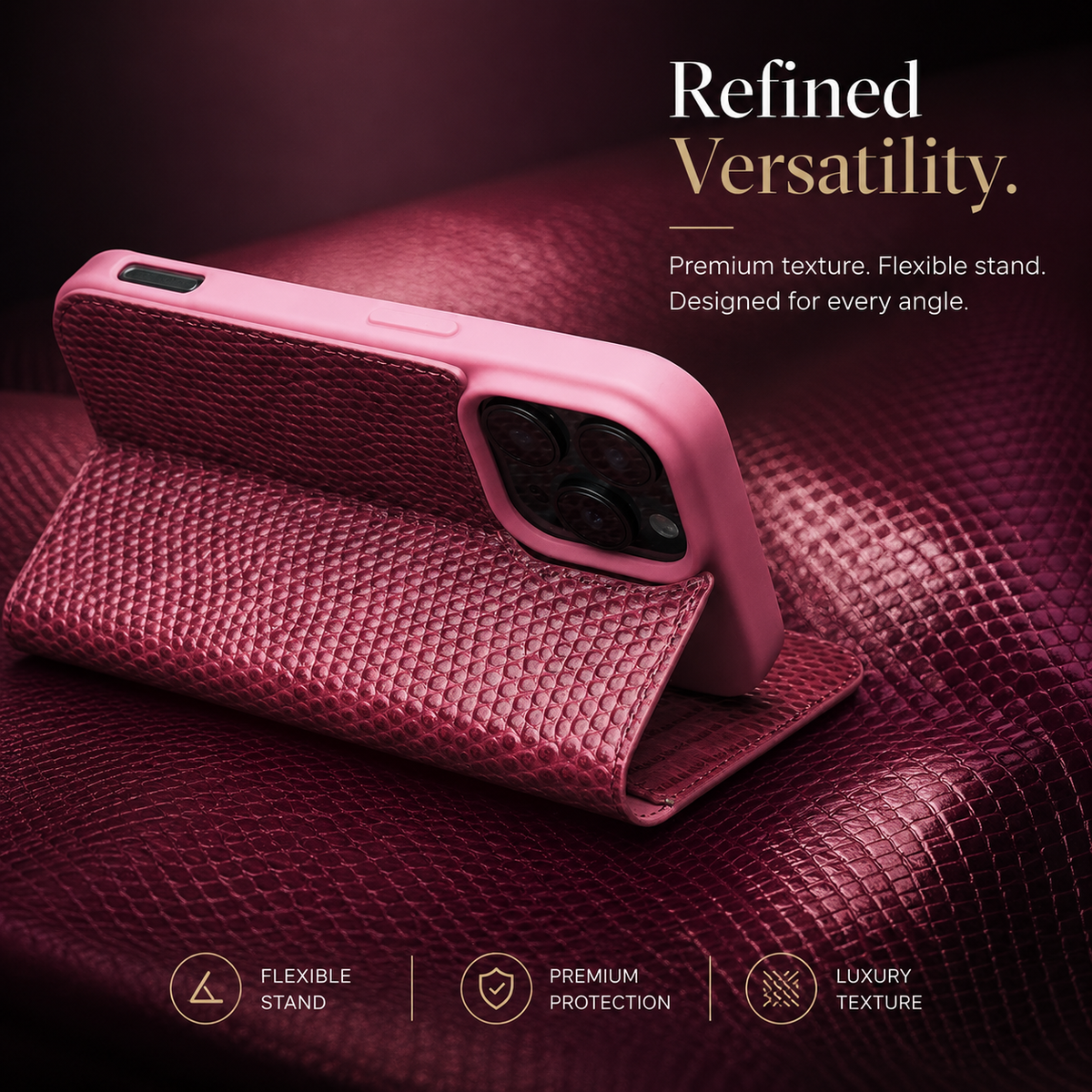Premium iPhone Case Genuine Leather Flip Wallet Protective Cover Magnetic Closure Card Holder Kickstand Shockproof Non Slip Full Body Protection Case