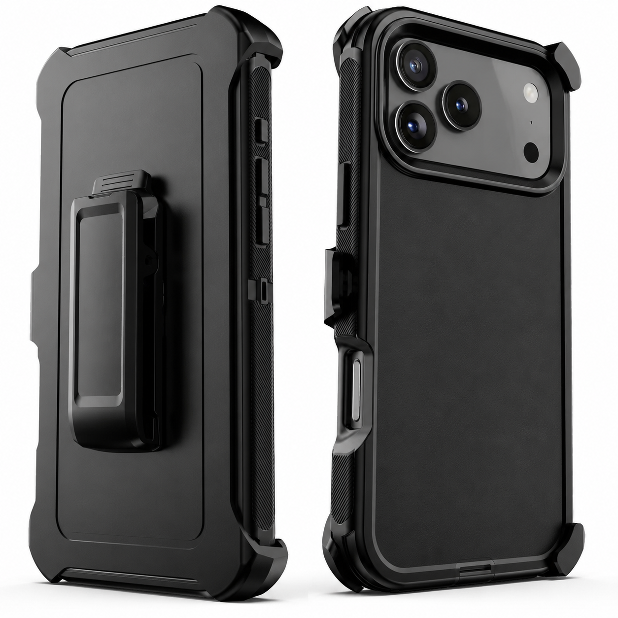 Premium iPhone Case Heavy Duty Belt Clip Holster Shockproof 3 Layer Hybrid Protective Cover Hard PC Matte Anti Fingerprint Camera Protection Full Coverage