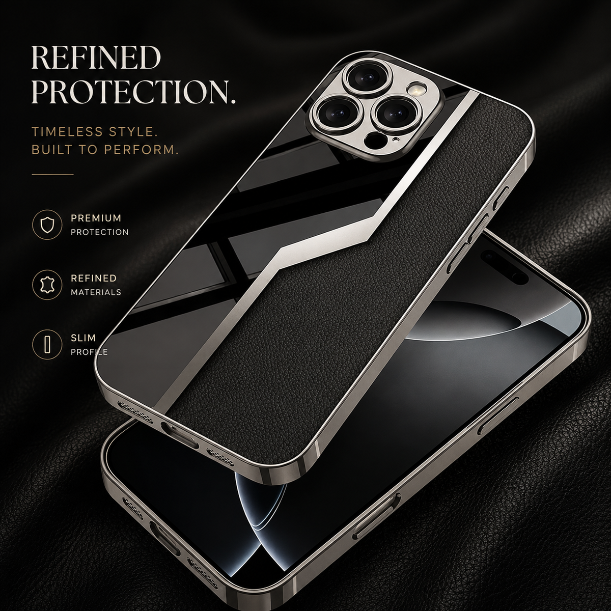 Premium iPhone Case Leather Plating Cover Soft TPU Edge Camera Lens Protection Shockproof Anti Scratch Ultra Thin Full Coverage Protective Design