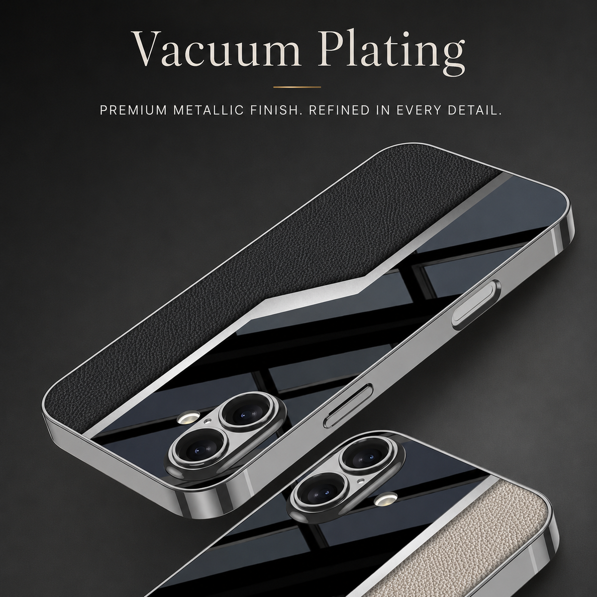 Premium iPhone Case Leather Plating Cover Soft TPU Edge Camera Lens Protection Shockproof Anti Scratch Ultra Thin Full Coverage Protective Design