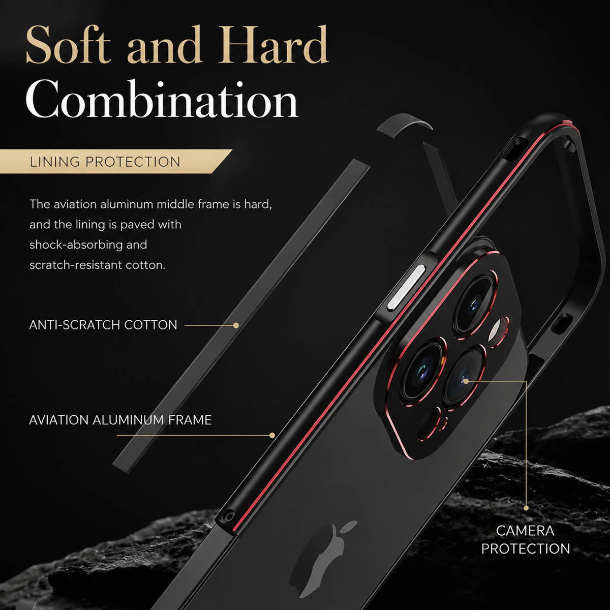 Premium iPhone Case MagSafe Compatible Aluminum Bumper Cover Metal Camera Guard Shockproof Slim Edge Frame Anti Scratch Protective Design
