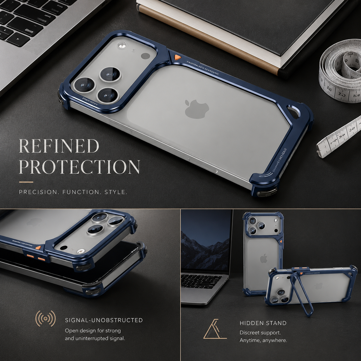 Premium iPhone Case MagSafe Compatible Aluminum Frame Bumper Protective Cover Metal Camera Lens Protection Shockproof Lightweight Non Slip Open Back Design