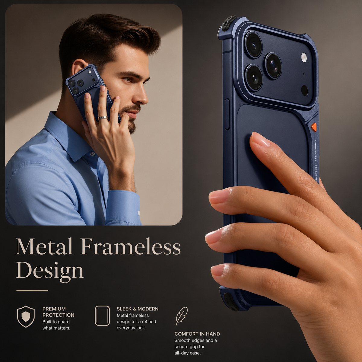 Premium iPhone Case MagSafe Compatible Aluminum Frame Bumper Protective Cover Metal Camera Lens Protection Shockproof Lightweight Non Slip Open Back Design