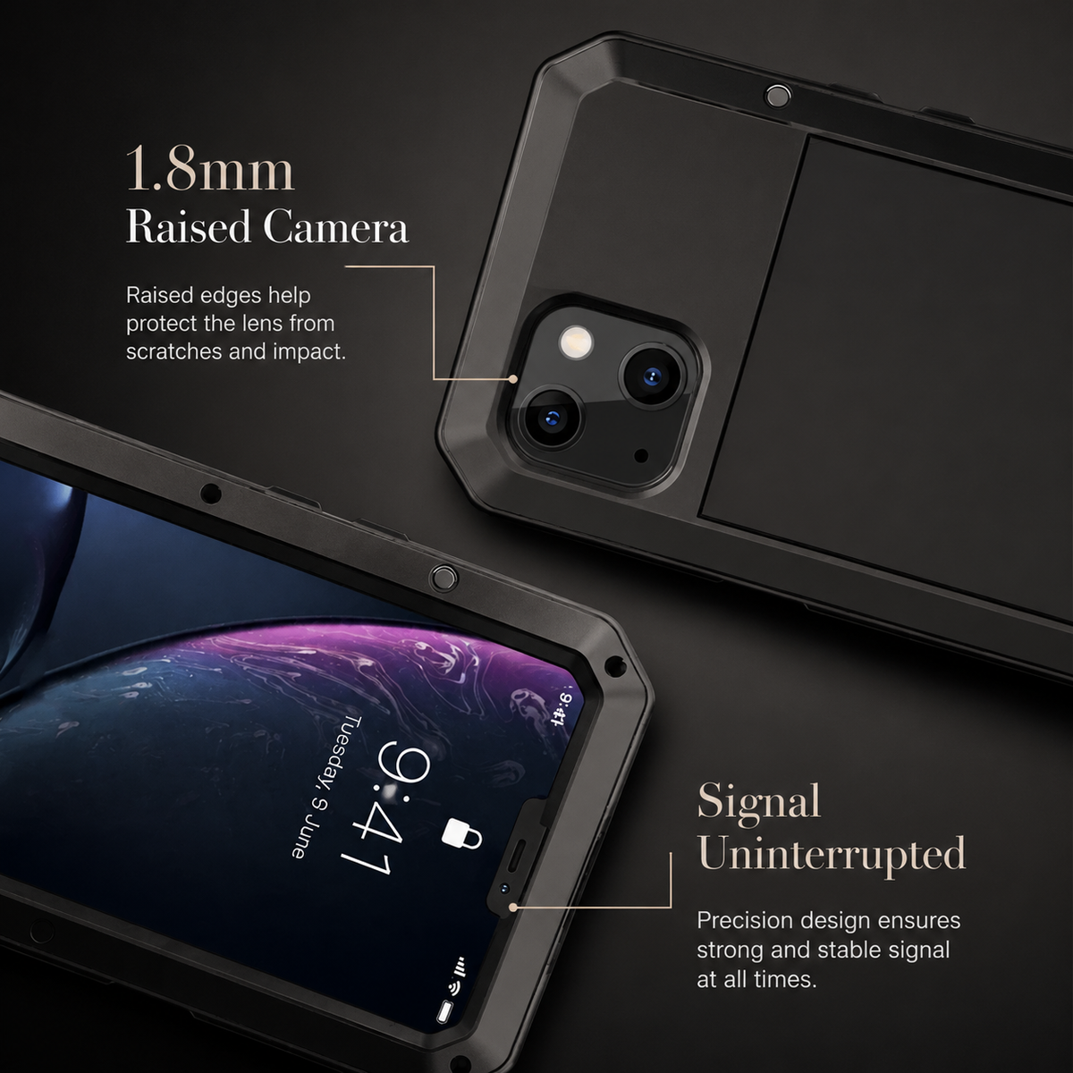 Premium iPhone Case MagSafe Compatible Aluminum Full Body Cover Waterproof Metal Frame Tempered Glass Shockproof Protective Camera Lens Guard Design