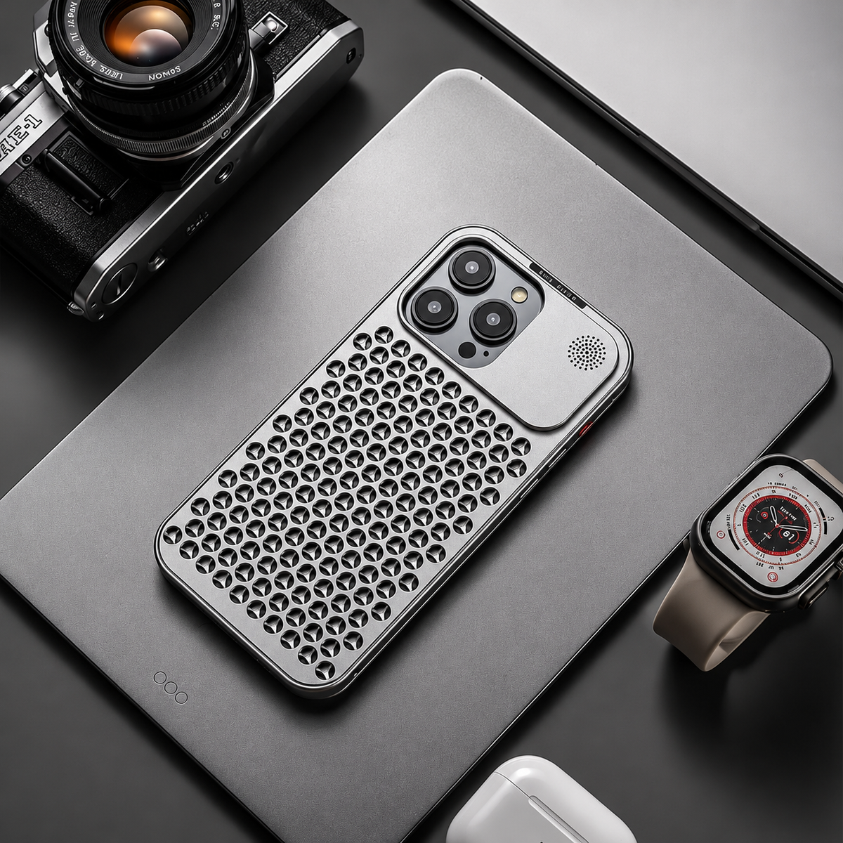Premium iPhone Case MagSafe Compatible Aluminum Metal Frame Heat Dissipation Magnetic Cover Shockproof Protective Camera Lens Guard Slim Full Coverage