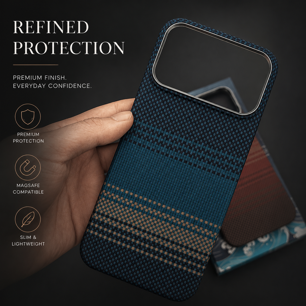 Premium iPhone Case MagSafe Compatible Aramid Carbon Fiber Cover Ultra Thin Shock Resistant Slim Lightweight Matte Camera Protection Full Coverage