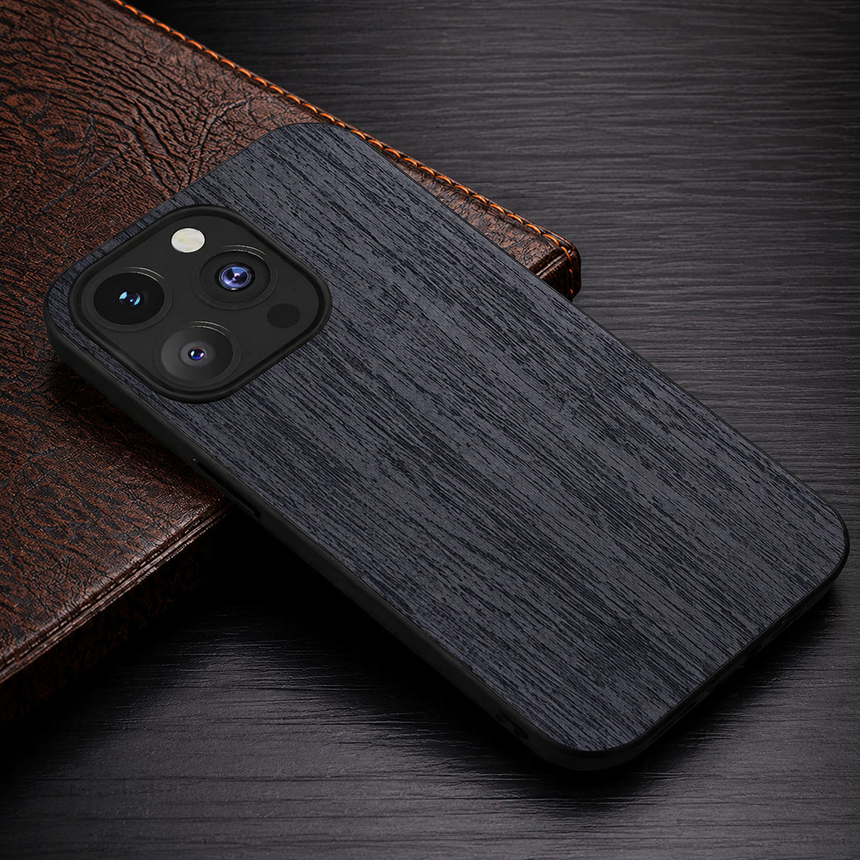 Premium iPhone Case MagSafe Compatible Bamboo Wood Leather Texture Cover Slim Shockproof Protective Camera Lens Protection Natural Finish Design