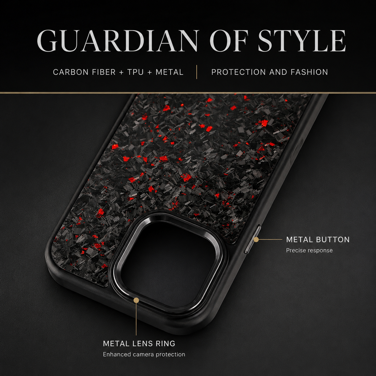 Premium iPhone Case MagSafe Compatible Carbon Fiber Cover Dual Layer Shockproof Metal Lens Guard Anti Scratch Lightweight Full Coverage Design