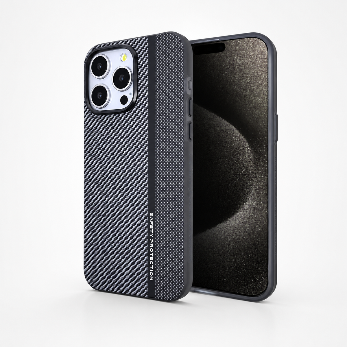 Premium iPhone Case MagSafe Compatible Carbon Fiber Cover Hybrid Shockproof Airbag Corners Metal Camera Guard Anti Fingerprint Slim Design