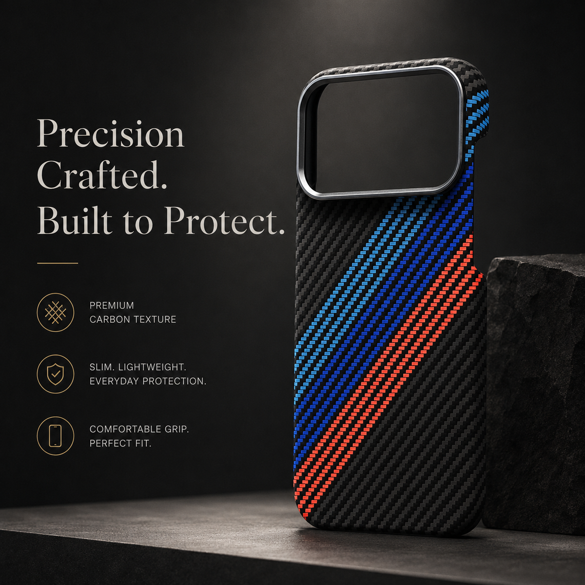 Premium iPhone Case MagSafe Compatible Carbon Fiber Cover Magnetic PC TPU Hybrid Shockproof Half Wrapped Slim Non Slip Protective Design