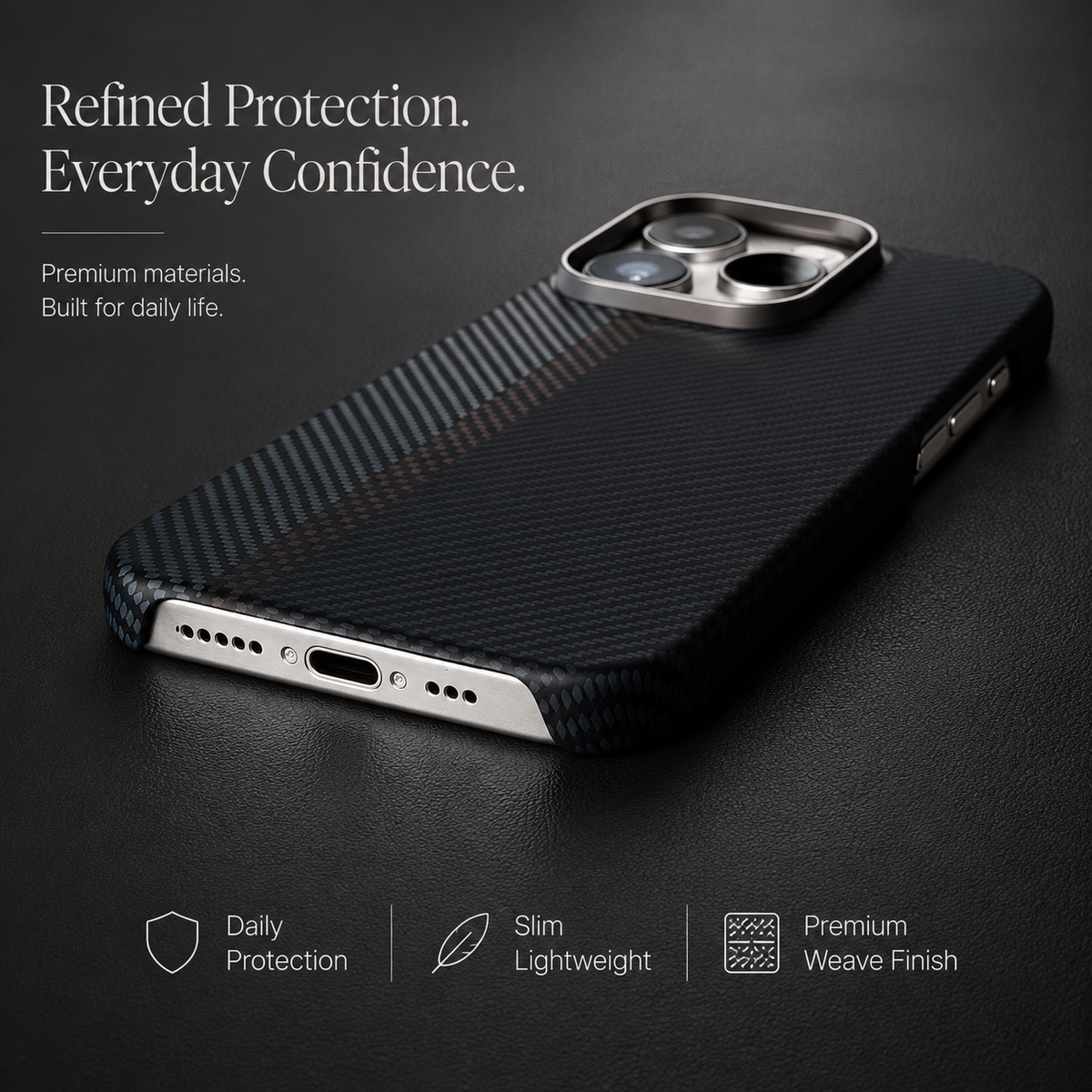Premium iPhone Case MagSafe Compatible Carbon Fiber Cover Magnetic PC TPU Hybrid Shockproof Half Wrapped Slim Non Slip Protective Design