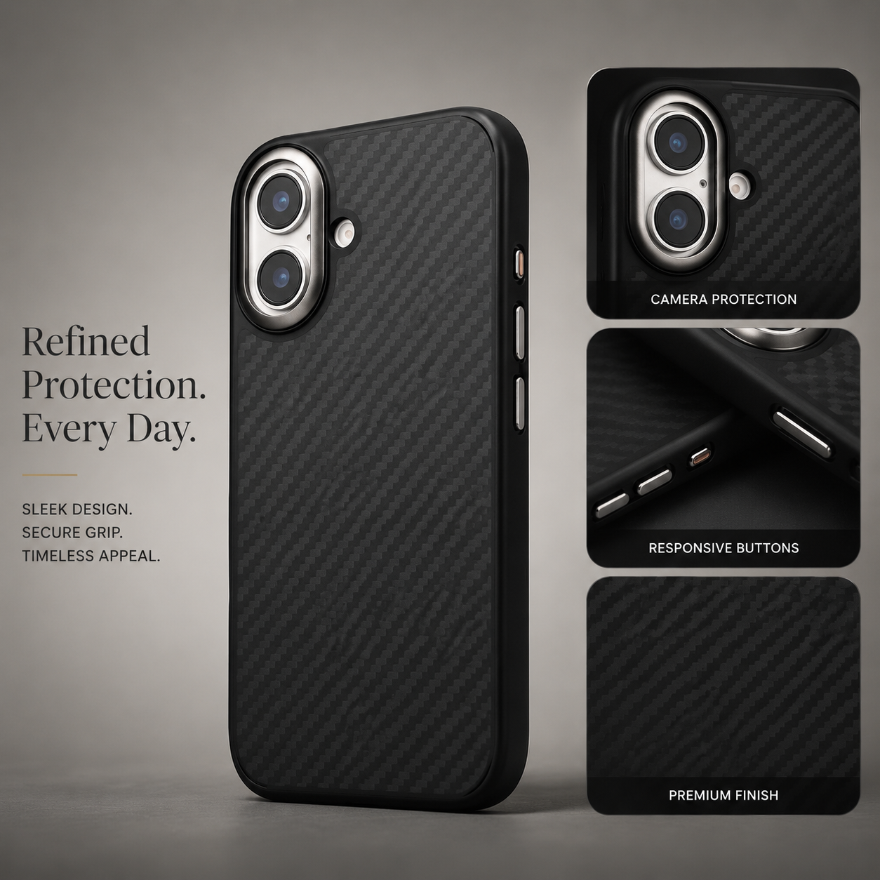 Premium iPhone Case MagSafe Compatible Carbon Fiber Cover TPU Shockproof Ultra Lightweight Anti Scratch Camera Protection Slim Protective Design