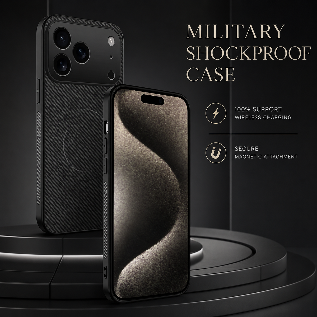 Premium iPhone Case MagSafe Compatible Carbon Fiber Magnetic Cover Ultra Thin Shockproof Camera Protection Slim Lightweight Anti Scratch Design