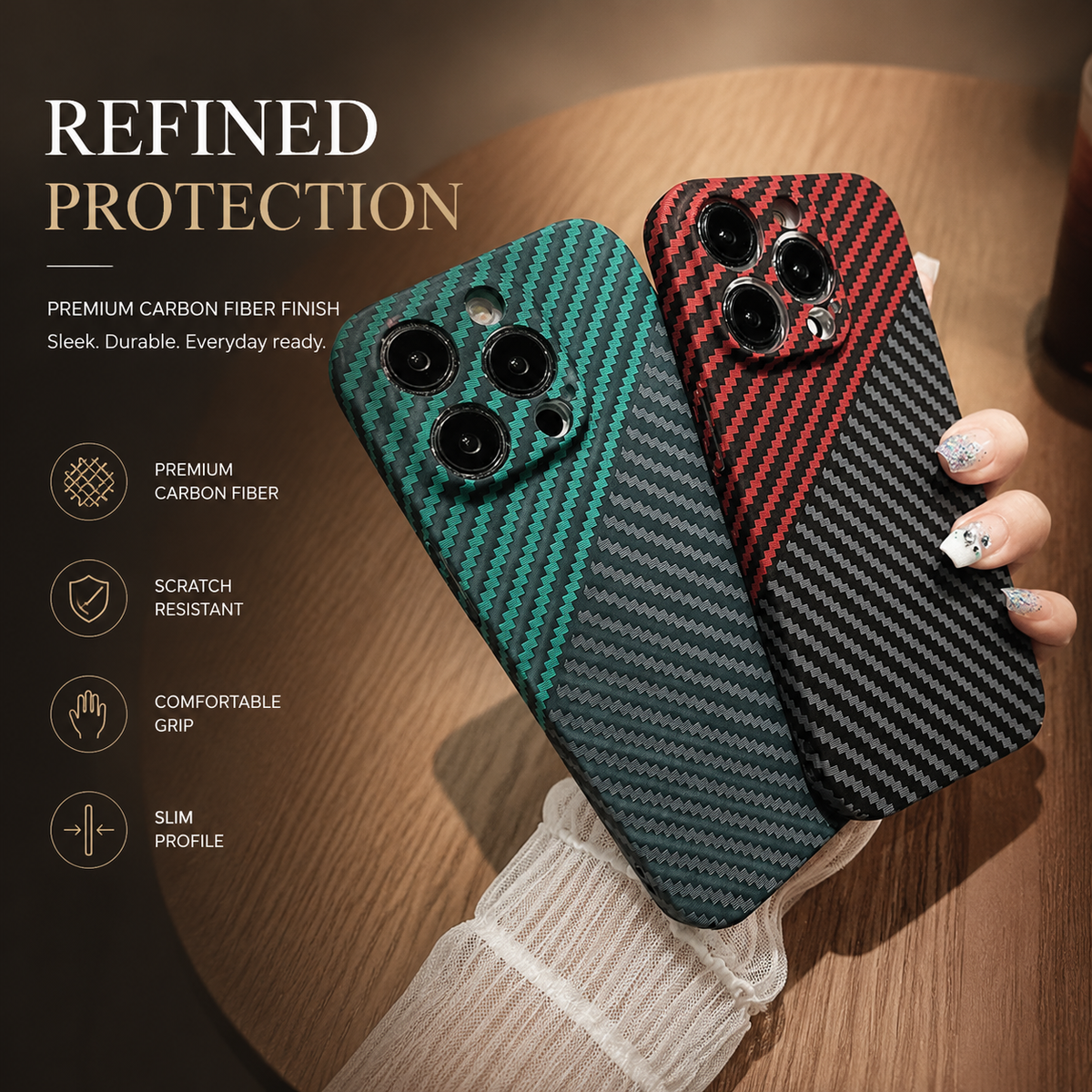 Premium iPhone Case MagSafe Compatible Carbon Fiber Matte Cover Hard PC Magnetic Shockproof Protective Camera Lens Guard Slim Full Coverage Design