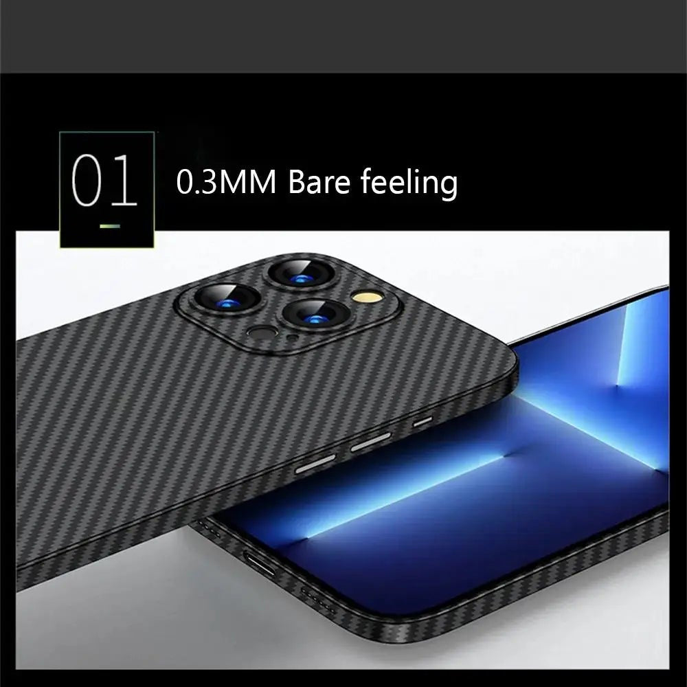 Premium iPhone Case MagSafe Compatible Carbon Fiber Matte PP Back Ultra Thin 0.2mm Lightweight Scratch Resistant Slim Minimal Cover