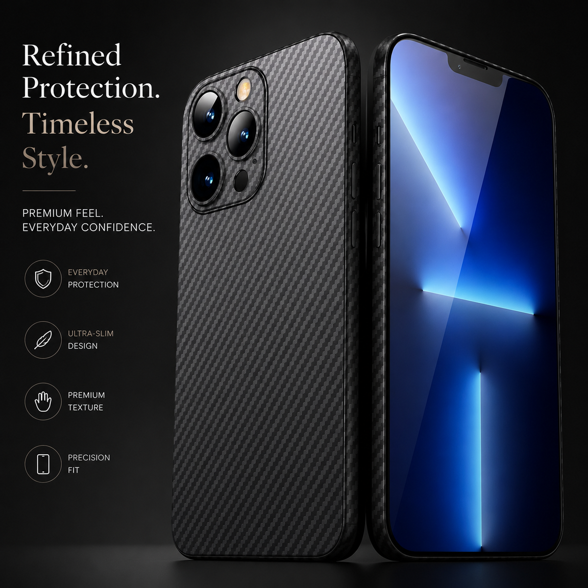 Premium iPhone Case MagSafe Compatible Carbon Fiber PP Matte Cover Ultra Thin 0.2mm Lightweight Scratch Resistant Slim Minimal Protective Design