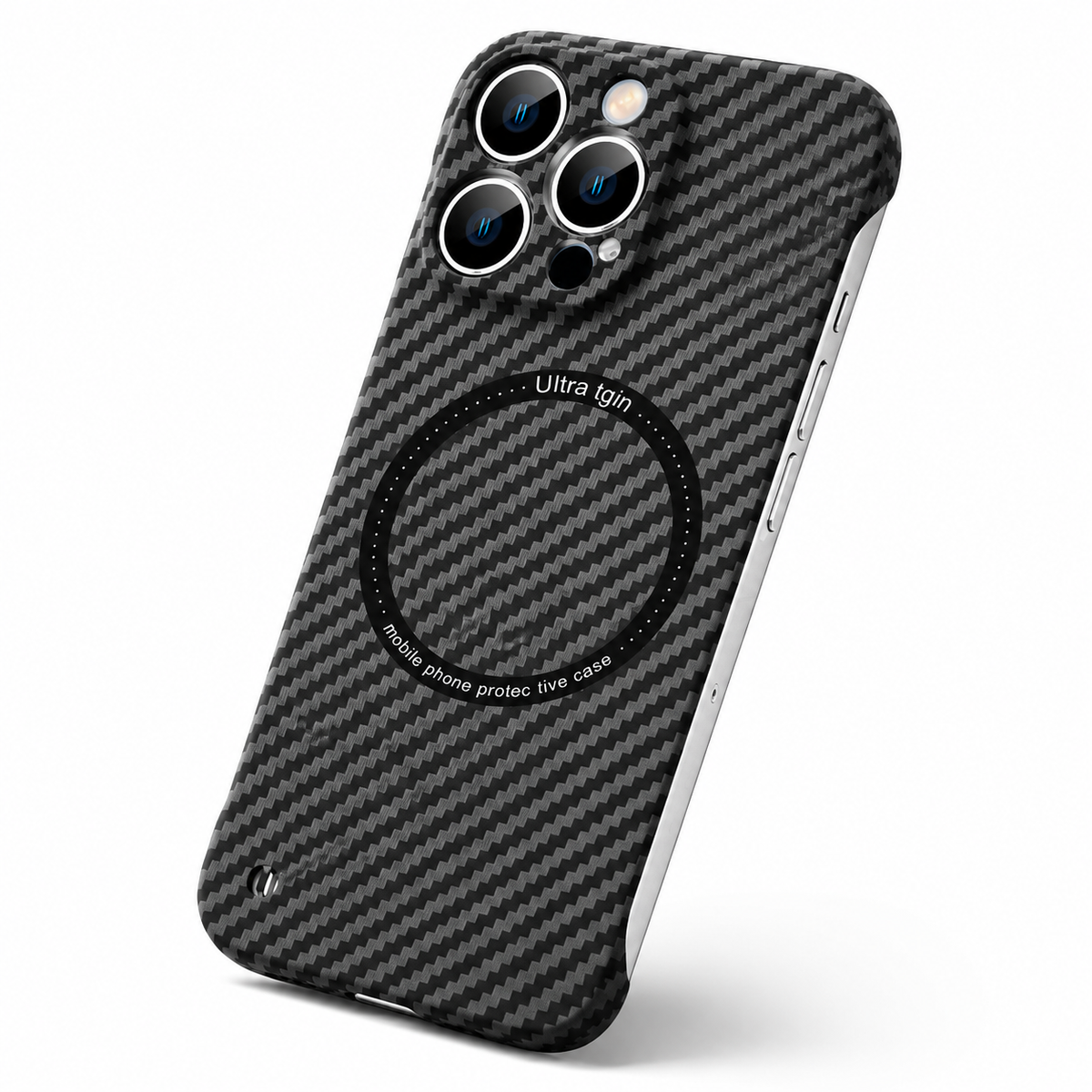Premium iPhone Case MagSafe Compatible Carbon Fiber Texture Slim Cover Ultra Thin Shockproof Camera Lens Protection Lightweight Protective Design