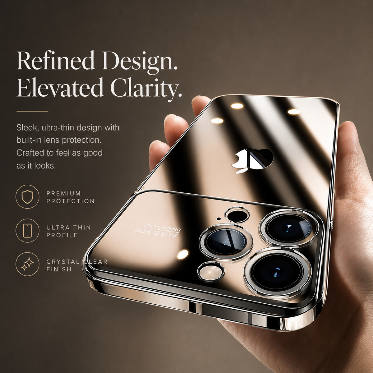 Premium iPhone Case MagSafe Compatible Clear Acrylic Cover Tempered Glass Camera Guard Plated Edge Magnetic Shockproof Anti Scratch Slim Design