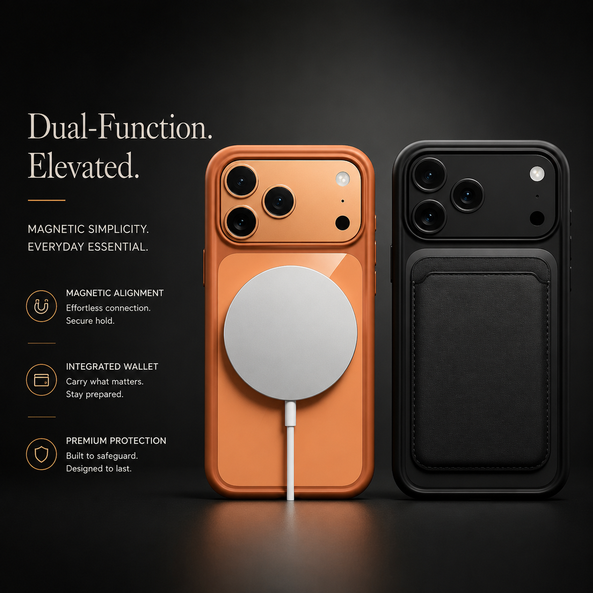 Premium iPhone Case MagSafe Compatible Clear Transparent Back Shockproof Armor Protective Cover Camera Control Button Anti Scratch Slim Full Coverage Design