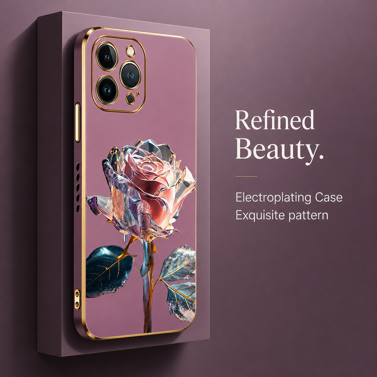 Premium iPhone Case MagSafe Compatible Crystal Rose Diamond Magnetic Cover Glitter Texture Shockproof Protective Camera Lens Guard Slim Design