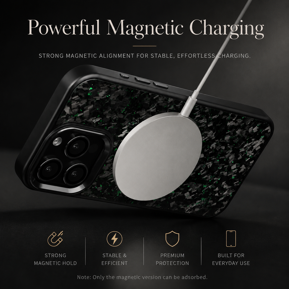 Premium iPhone Case MagSafe Compatible Forged Carbon Fiber Cover Dual Layer Shockproof Metal Lens Frame Button Protection Full Coverage Lightweight Design