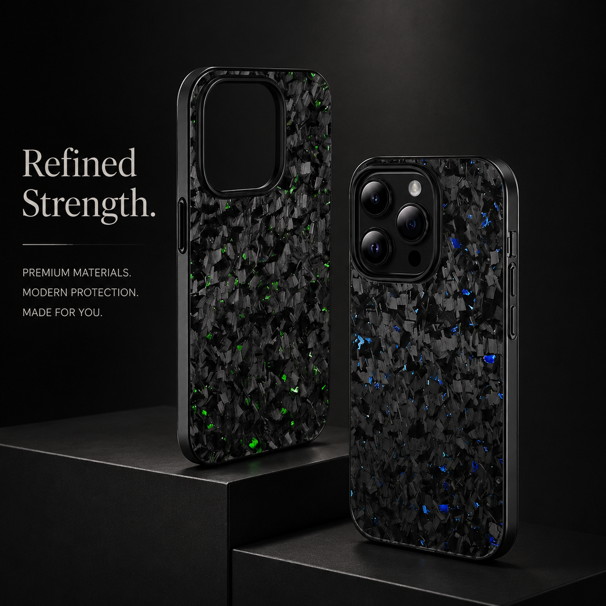 Premium iPhone Case MagSafe Compatible Forged Carbon Fiber Cover Dual Layer Shockproof Metal Lens Frame Button Protection Full Coverage Lightweight Design