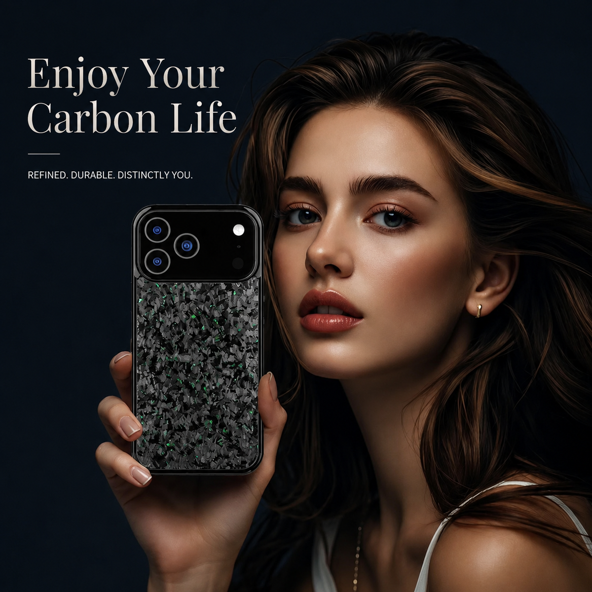 Premium iPhone Case MagSafe Compatible Forged Carbon Fiber TPU Hybrid Cover Shockproof Full Coverage Anti Scratch Non Slip Protective Design