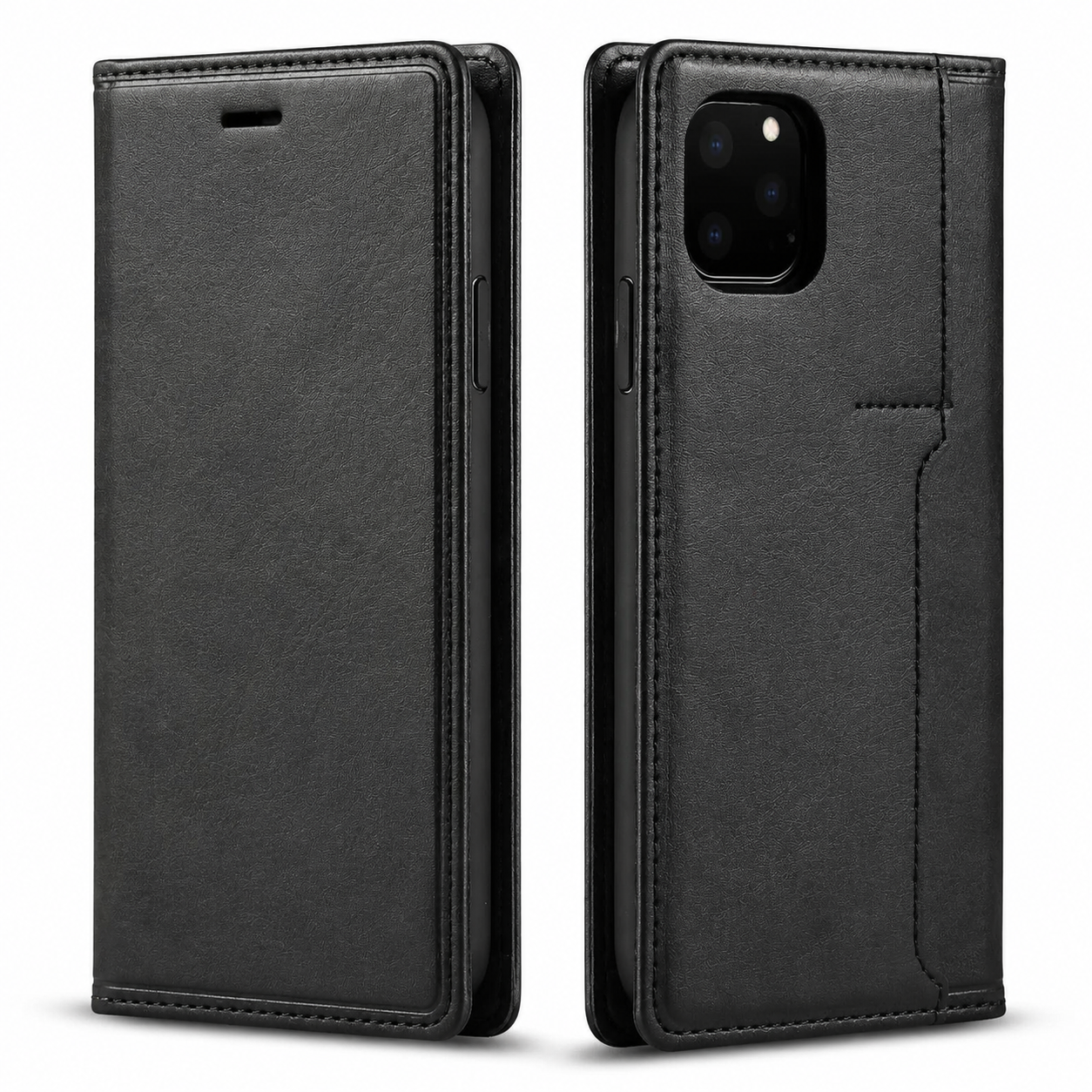 Premium iPhone Case MagSafe Compatible Genuine Leather Flip Wallet Cover Card Holder Magnetic Closure Shockproof Camera Lens Protection Slim Design