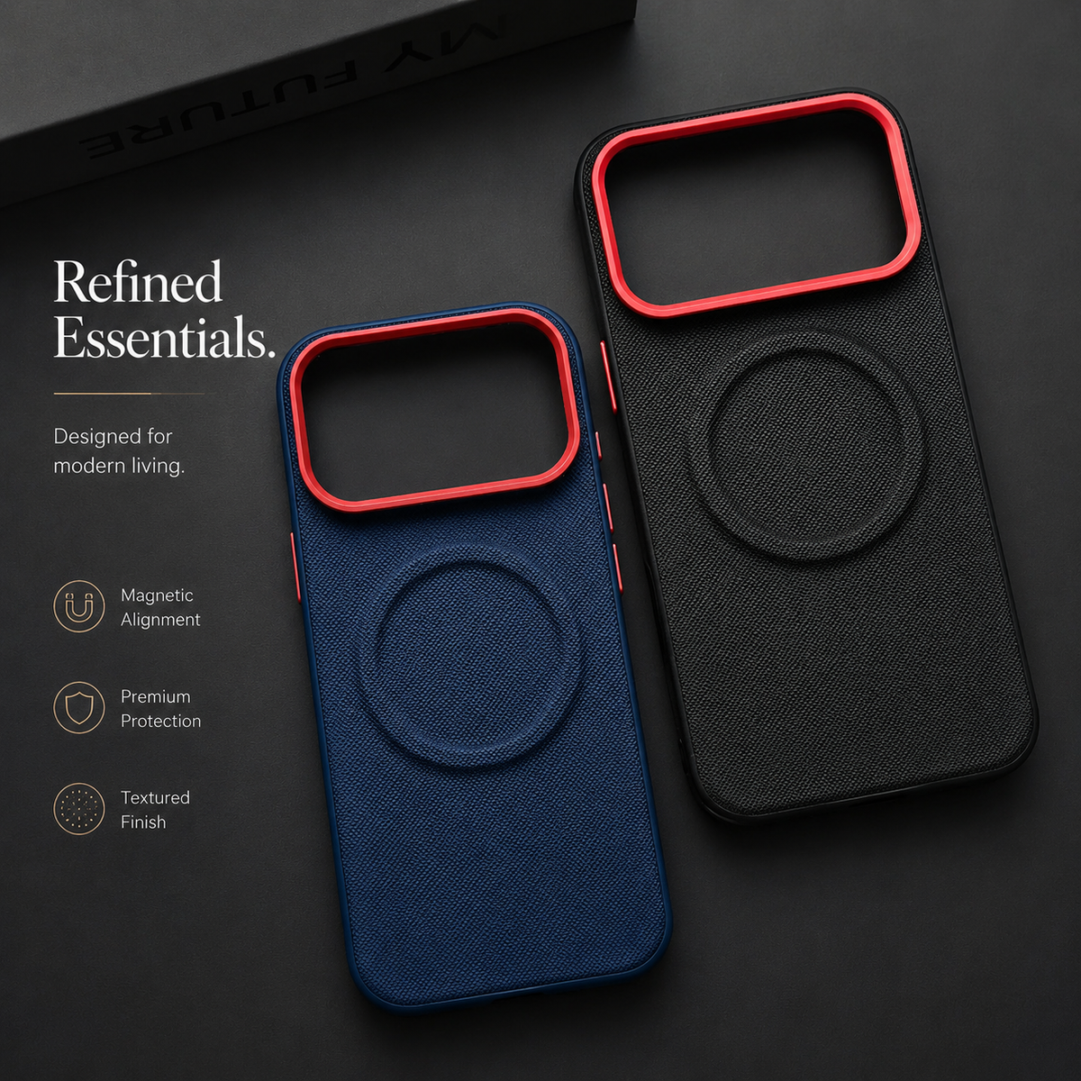 Premium iPhone Case MagSafe Compatible Leather Cover Shockproof PC TPU Hybrid Diamond Texture Camera Protection Non Slip Slim Full Coverage Design
