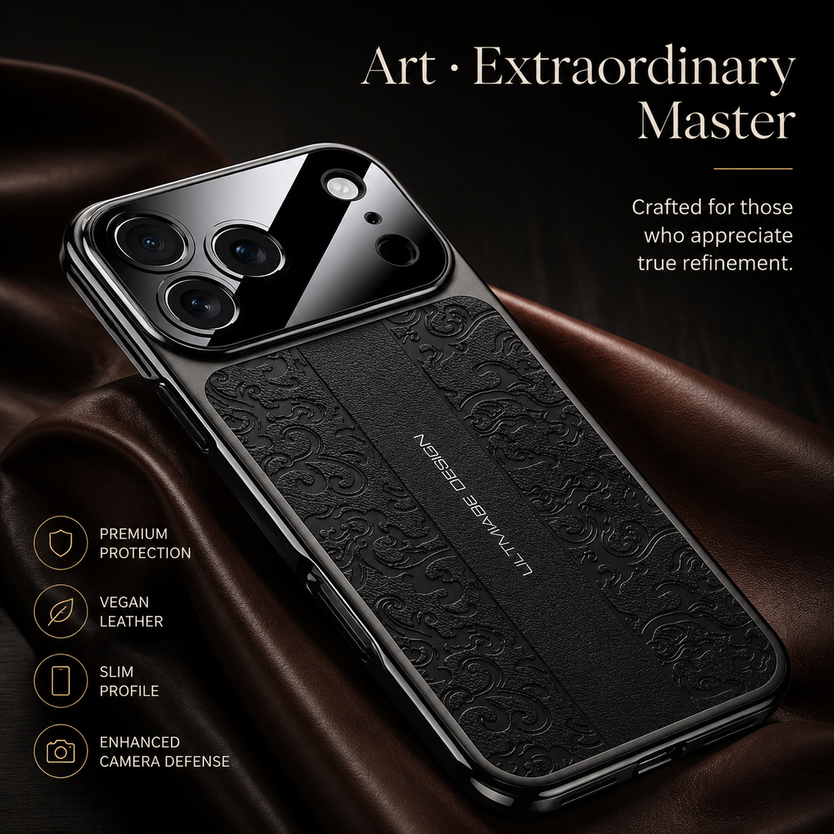 Premium iPhone Case MagSafe Compatible Leather TPU Cover Electroplated Frame Dual Layer Shockproof Anti Fingerprint Non Slip Slim Protective Design