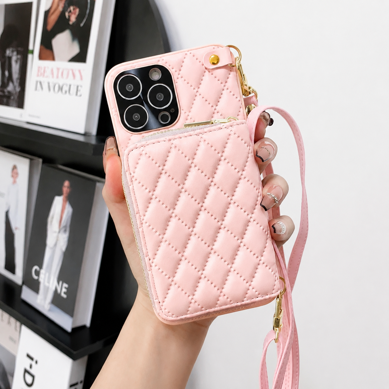Premium iPhone Case MagSafe Compatible Leather Zipper Wallet Cover Crossbody Strap Card Holder Magnetic Shockproof Camera Lens Protection Slim Design