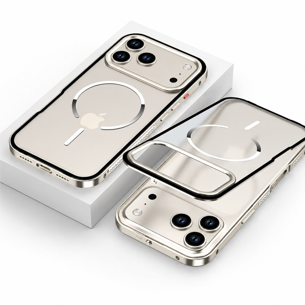 Premium iPhone Case MagSafe Compatible Magnetic Aluminum Frame Frosted Matte Shockproof Protective Camera Lens Protection Slim Design Full Coverage