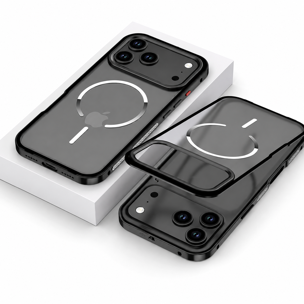 Premium iPhone Case MagSafe Compatible Magnetic Aluminum Frame Frosted Matte Shockproof Protective Camera Lens Protection Slim Design Full Coverage
