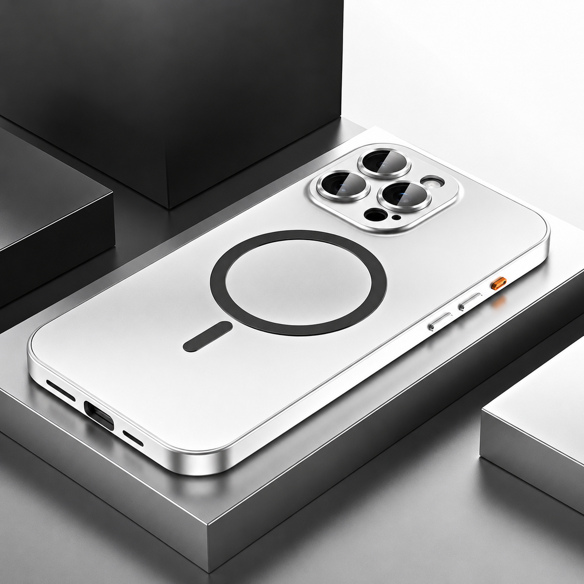 Premium iPhone Case MagSafe Compatible Magnetic Aluminum Frame Protective Cover PC Hard Back Shockproof Matte Anti Fingerprint Slim Full Coverage Design