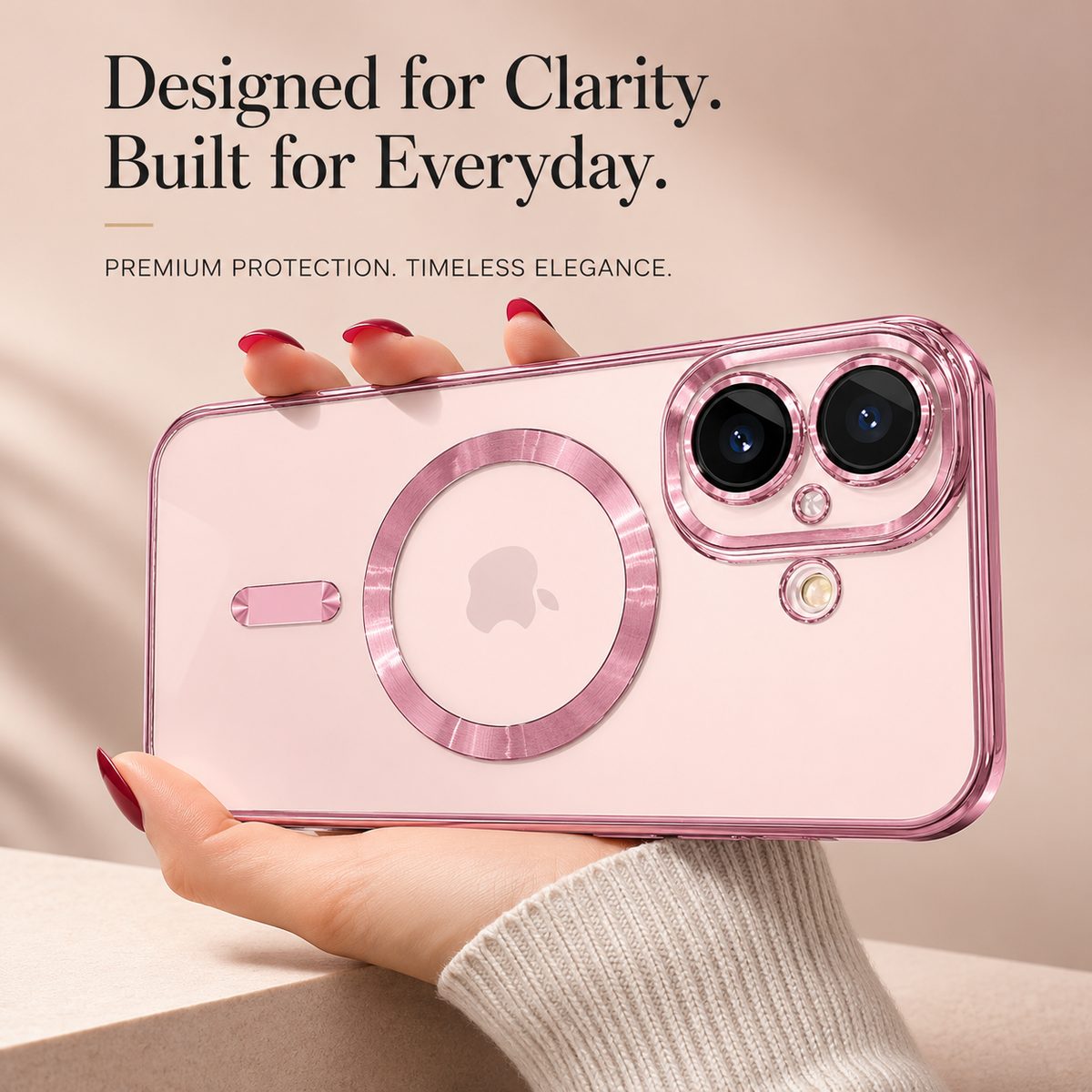 Premium iPhone Case MagSafe Compatible Magnetic Clear Protective Cover TPU Shockproof Camera Lens Protection Anti Fingerprint Anti Scratch Slim Half Wrapped