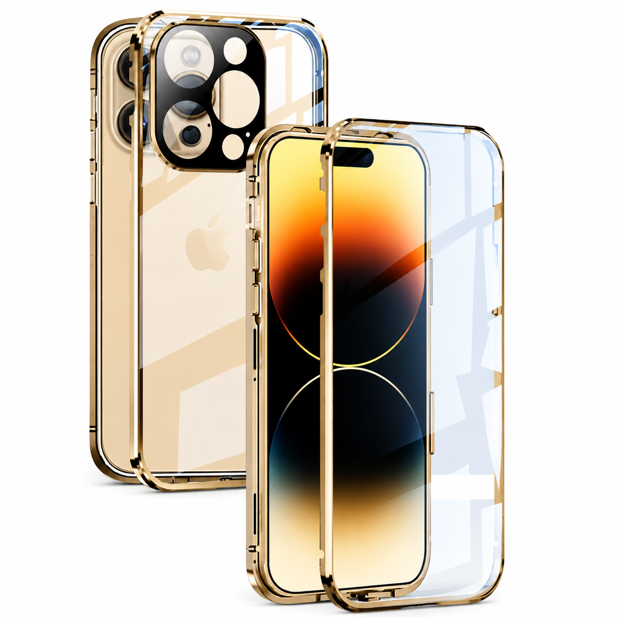 Premium iPhone Case MagSafe Compatible Magnetic Fit Double Sided Tempered Glass Metal Frame 360 Full Body Shockproof Cover Camera Lens Protection Slim Design