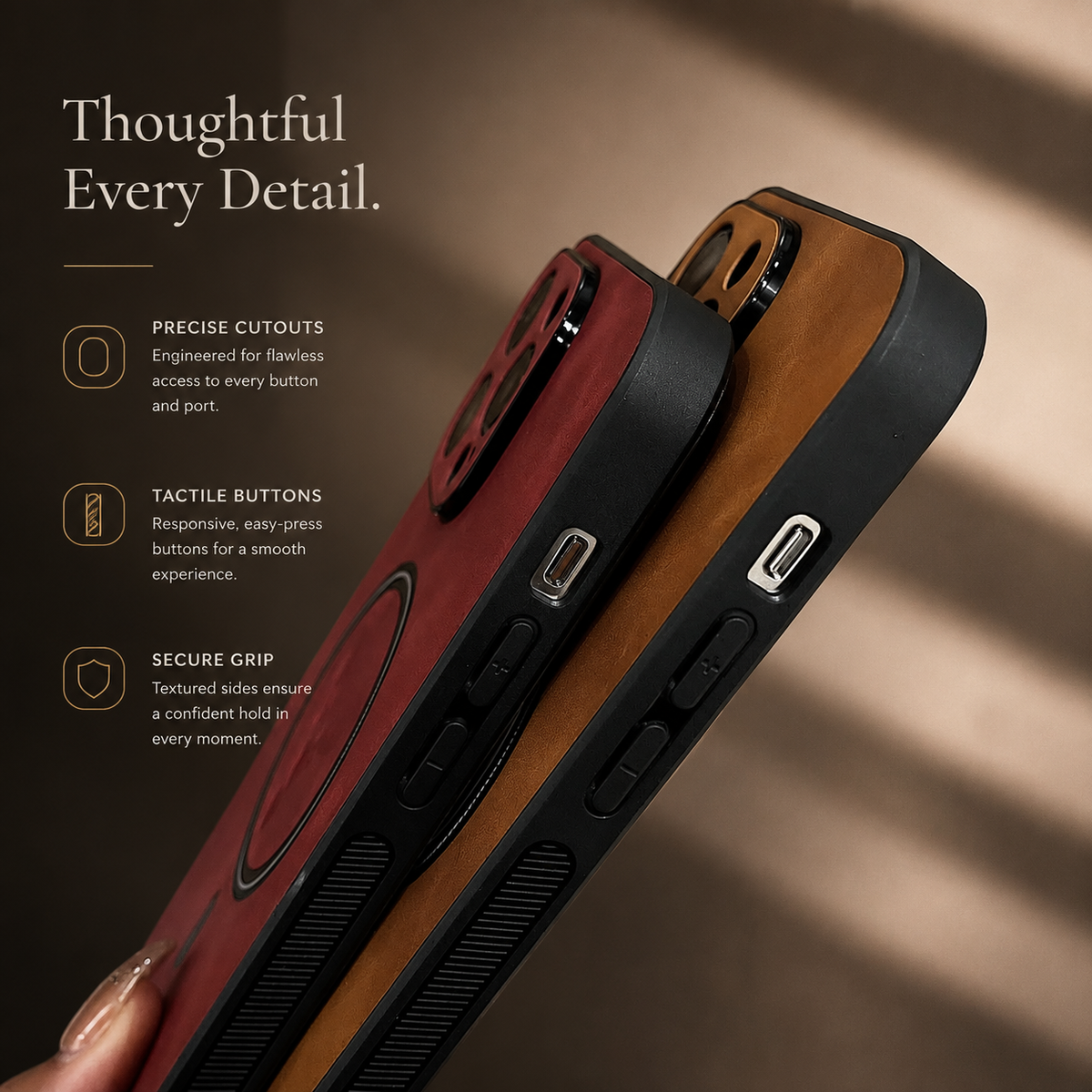 Premium iPhone Case MagSafe Compatible Magnetic Leather Cover Deer Head Design Shockproof Soft Protection Anti Fingerprint Matte Non Slip Slim