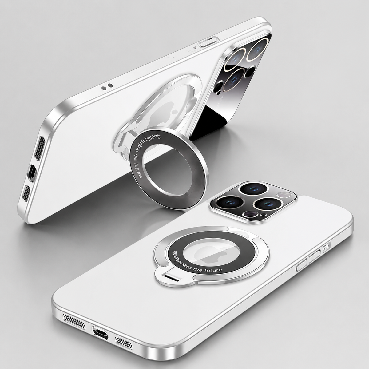 Premium iPhone Case MagSafe Compatible Matte Hard PC Cover Ring Stand Magnetic Shockproof Protective Camera Lens Guard Ultra Thin Slim Design