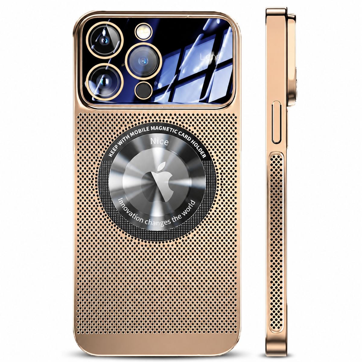 Premium iPhone Case MagSafe Compatible Metal Frame Heat Dissipation Mesh Cover Shockproof Protective Electroplated Finish Camera Lens Guard Slim Design