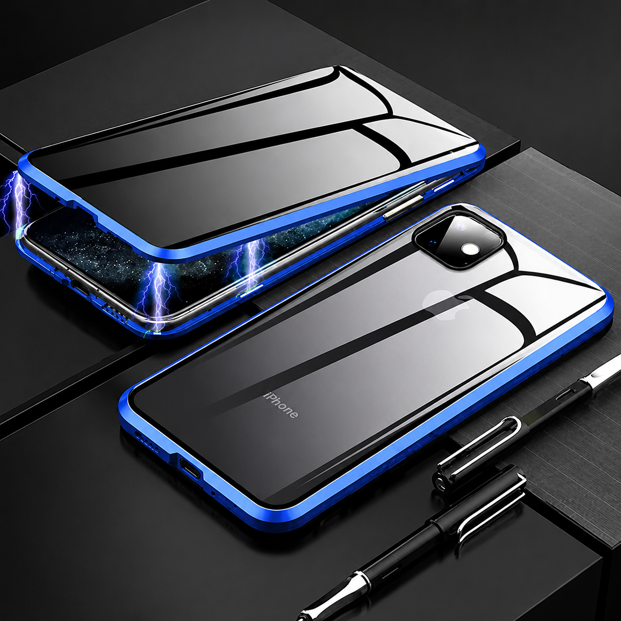 Premium iPhone Case MagSafe Compatible Privacy Screen Glass Cover 360 Full Body Magnetic Shock Absorbing Protective Camera Lens Guard Slim Design