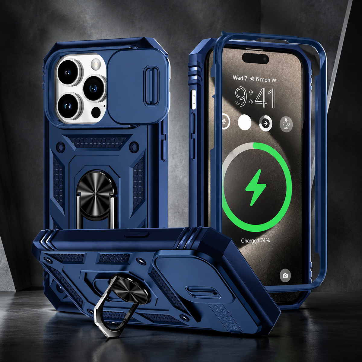 Premium iPhone Case MagSafe Compatible Rugged Armor Cover Kickstand Card Holder Magnetic Shockproof Heavy Duty Protective Camera Guard 360 Design