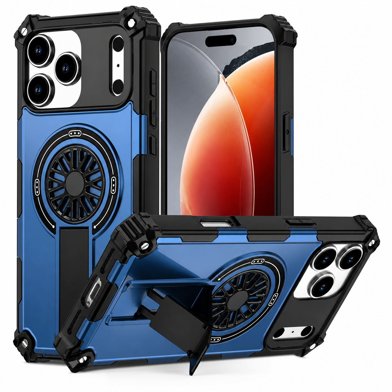 Premium iPhone Case MagSafe Compatible Rugged Armor Magnetic Cover Bracket Stand Dual Layer Shockproof PC TPU Anti Fingerprint Full Coverage Protection