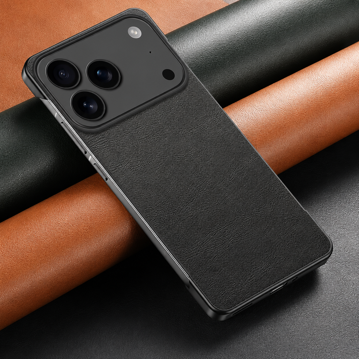 Premium iPhone Case MagSafe Compatible Ultra Thin Leather Cover Frameless PC Back Shockproof Anti Fall Camera Protection Non Slip Matte Slim Design